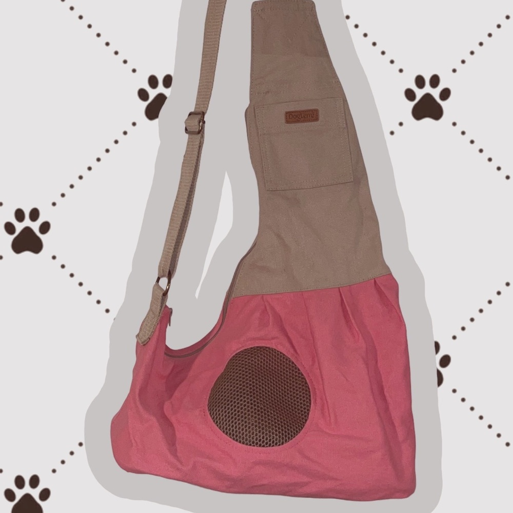 DogLemi Pink & Beige Pet Carrier w/ Felt Flooring & Air Mesh Hole -New Condition